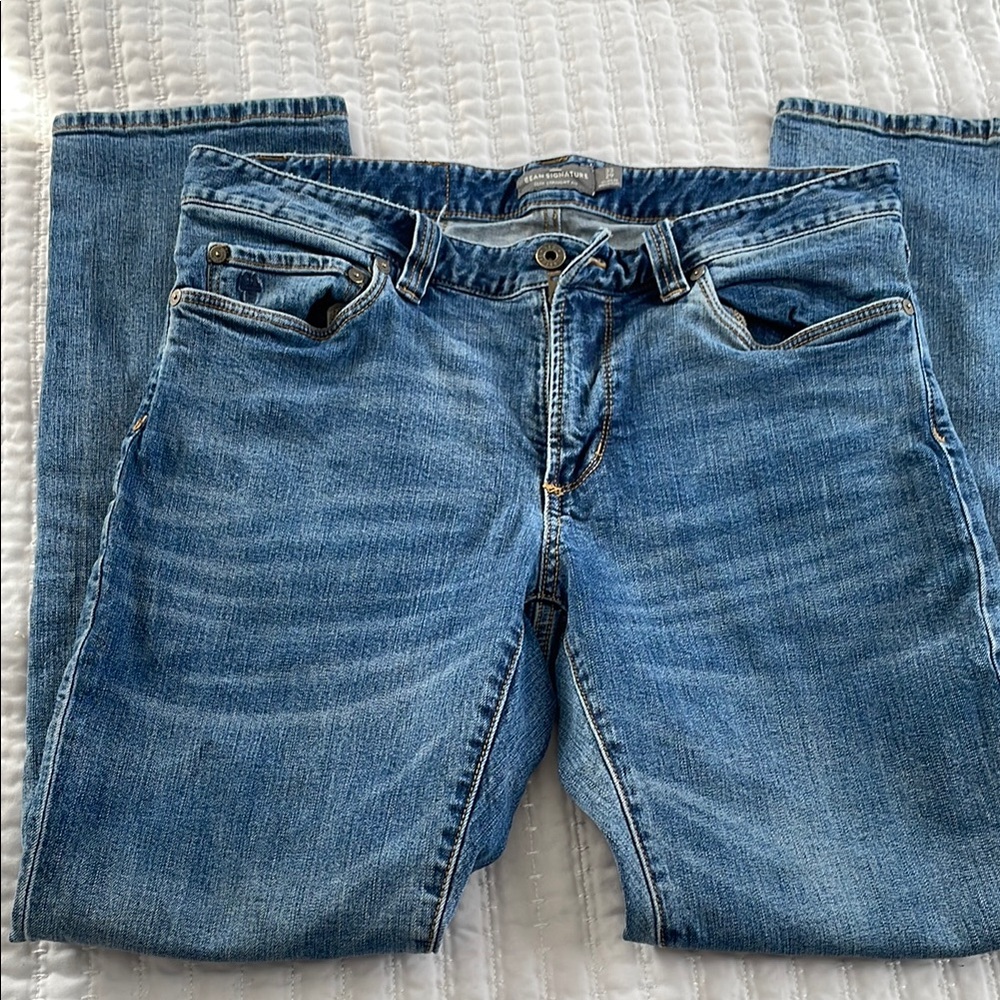 Signature Blue Straight Jeans with Lived-In Look